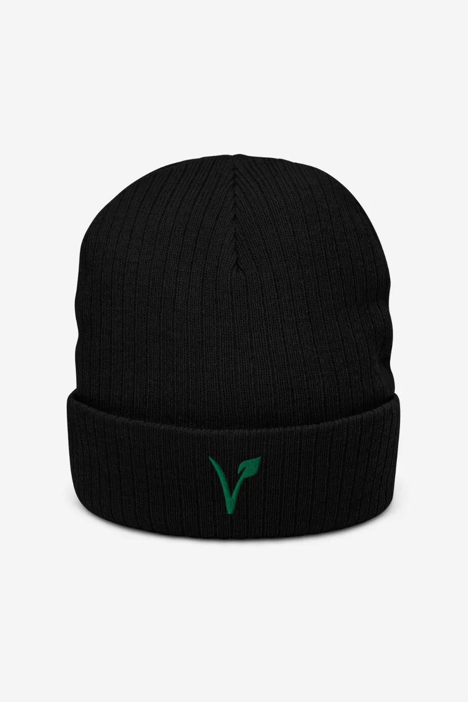 V Leaf Recycled Ribbed Knit Beanie