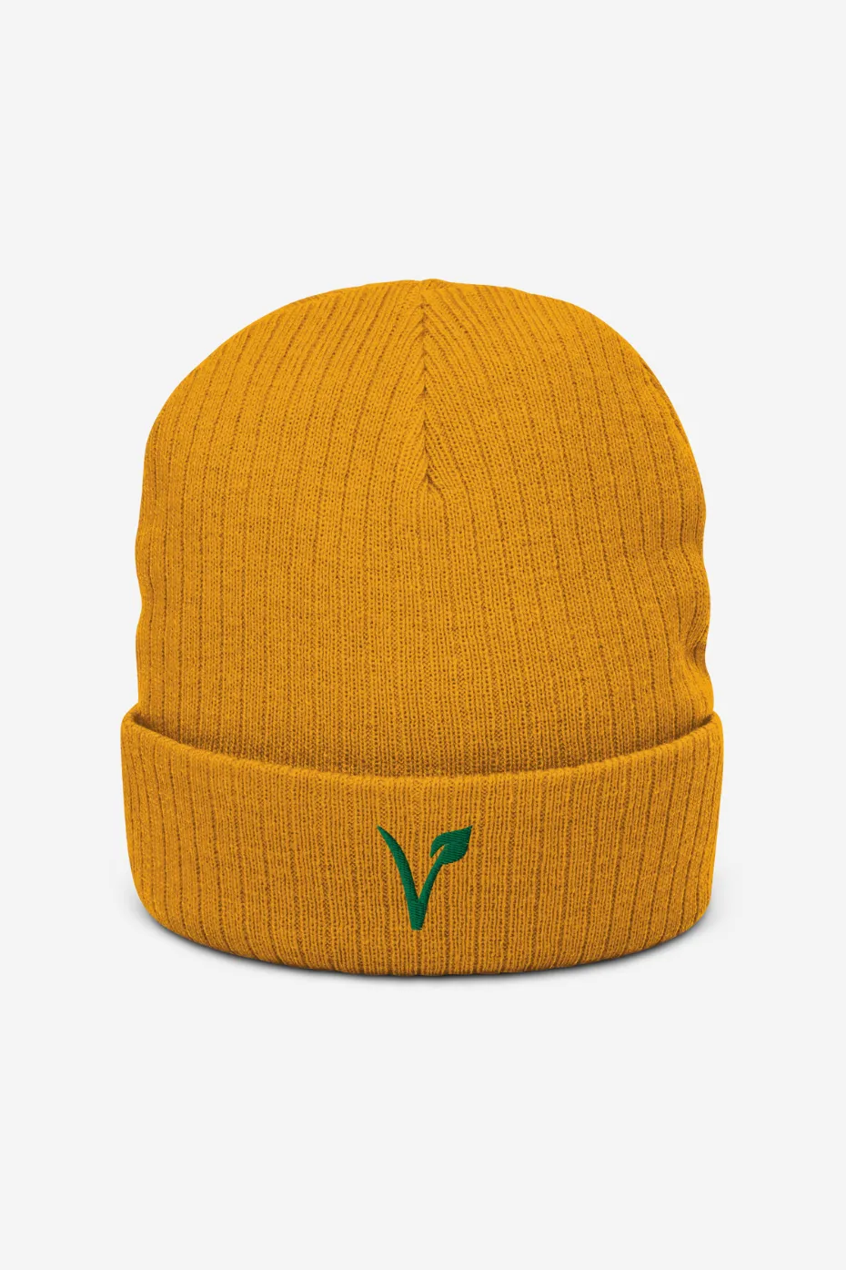 V Leaf Recycled Ribbed Knit Beanie