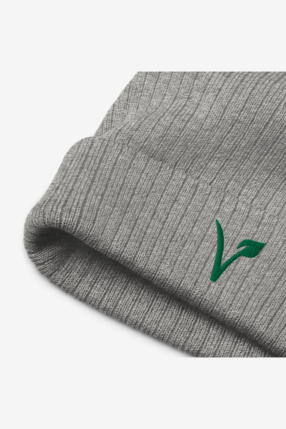 V Leaf Recycled Ribbed Knit Beanie