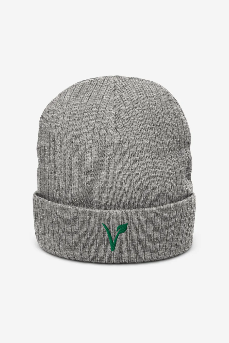 V Leaf Recycled Ribbed Knit Beanie