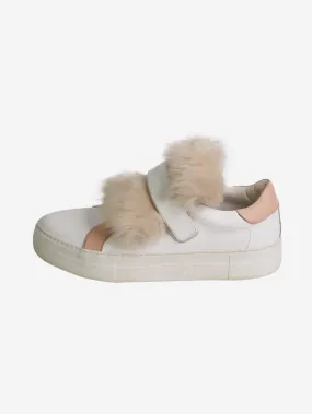 White slip-on fur detail trainers - size EU 37